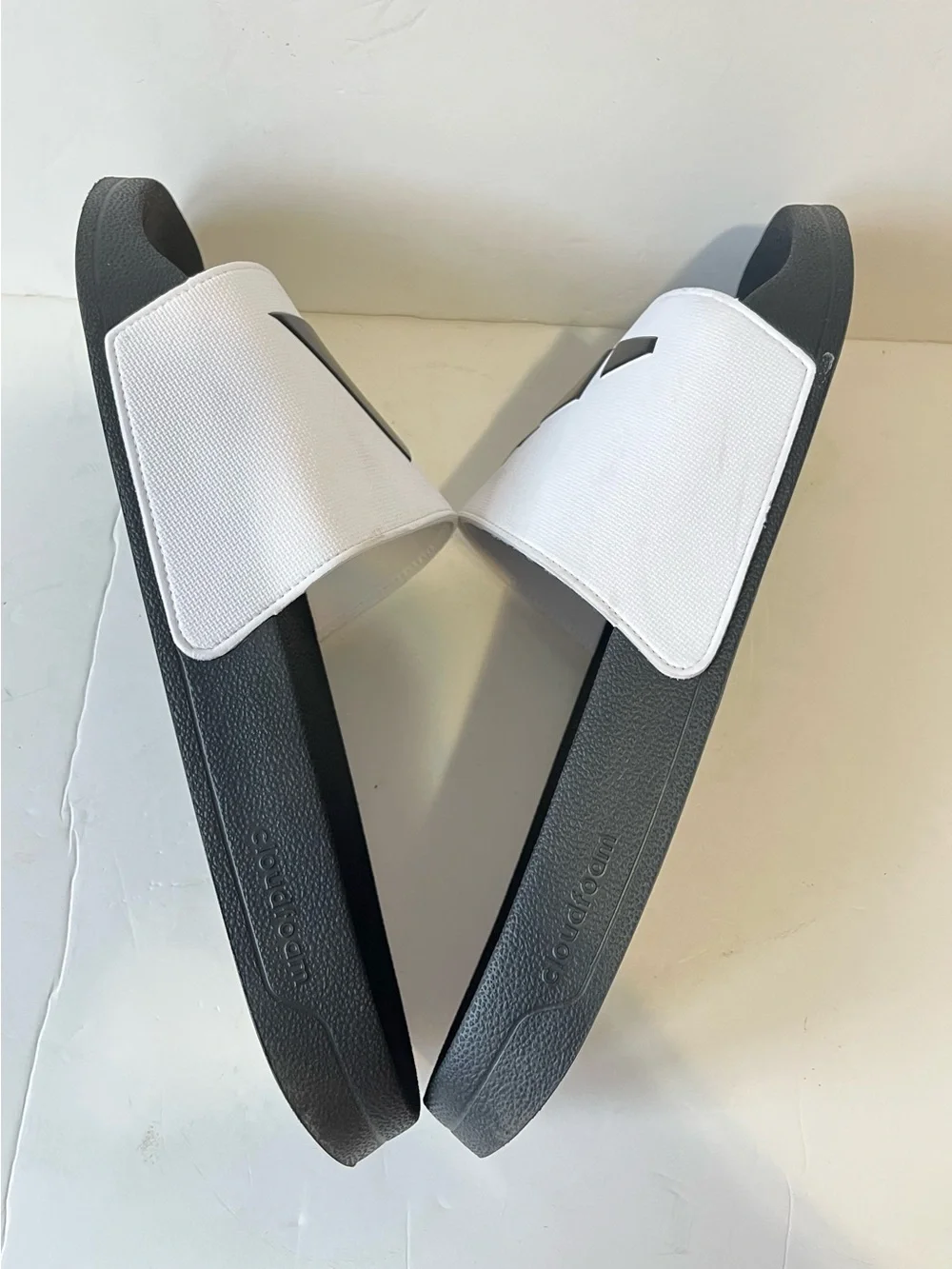 Adidas Adilette Slides White Black Cloudfoam Size 16